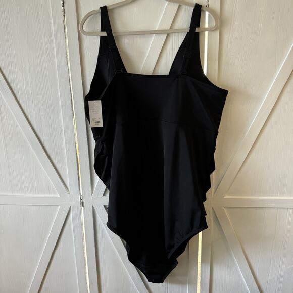 NWT Lane Bryant Cacique Black No-Wire Pleated Swim One-Piece Size 30 - Picture 9 of 12